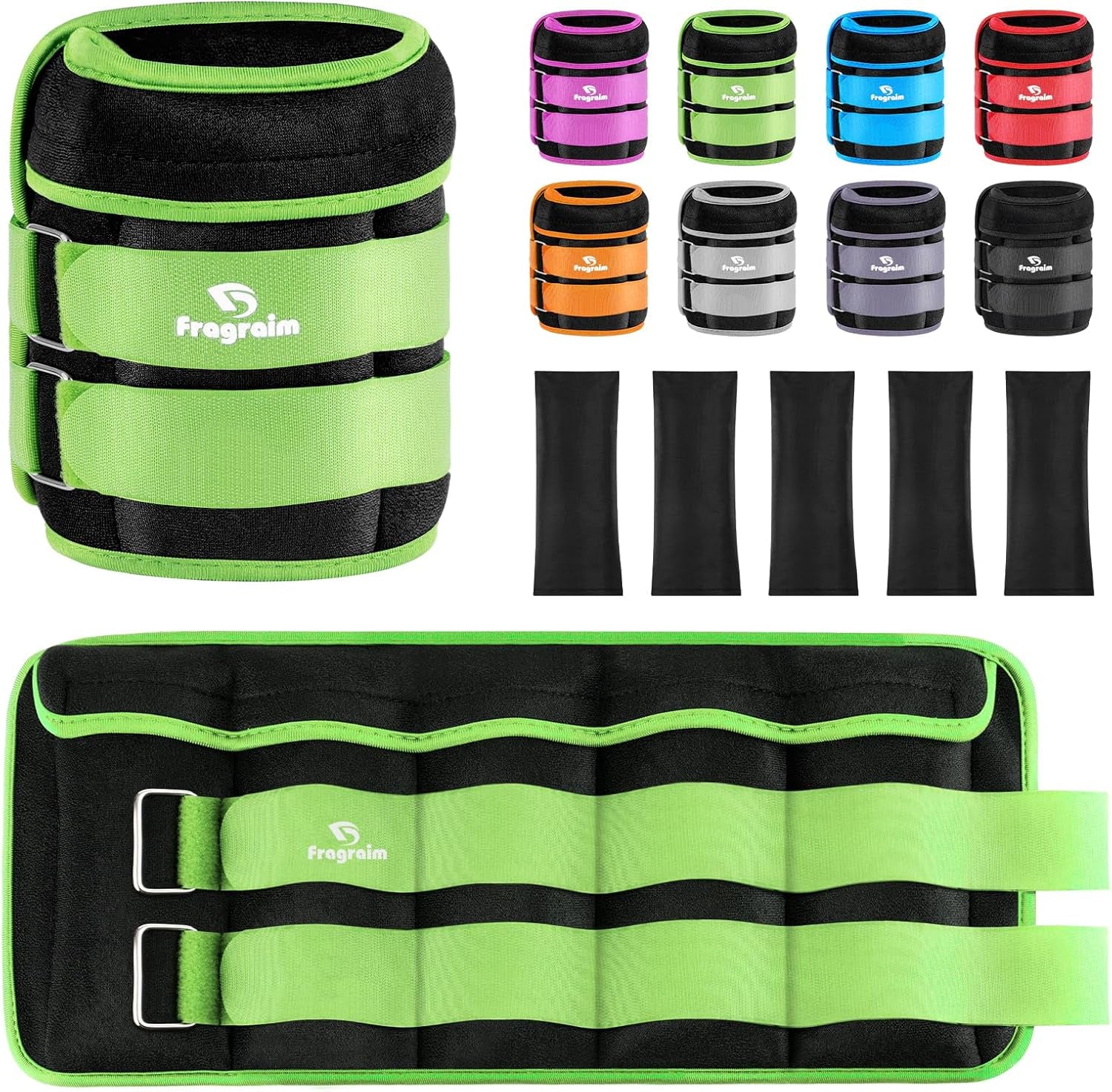 Fragraim Adjustable Ankle Weights 1-3/4/5/6/8/10/12/15/20 LBS Pair with Removable Weight for Jogging, Gymnastics, Aerobics, Physical Therapy