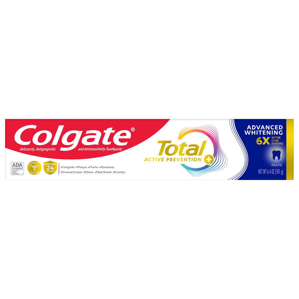 Colgate Total Active Prevention plus Advanced Whitening Toothpaste, 6.4 Oz, 5-Pack