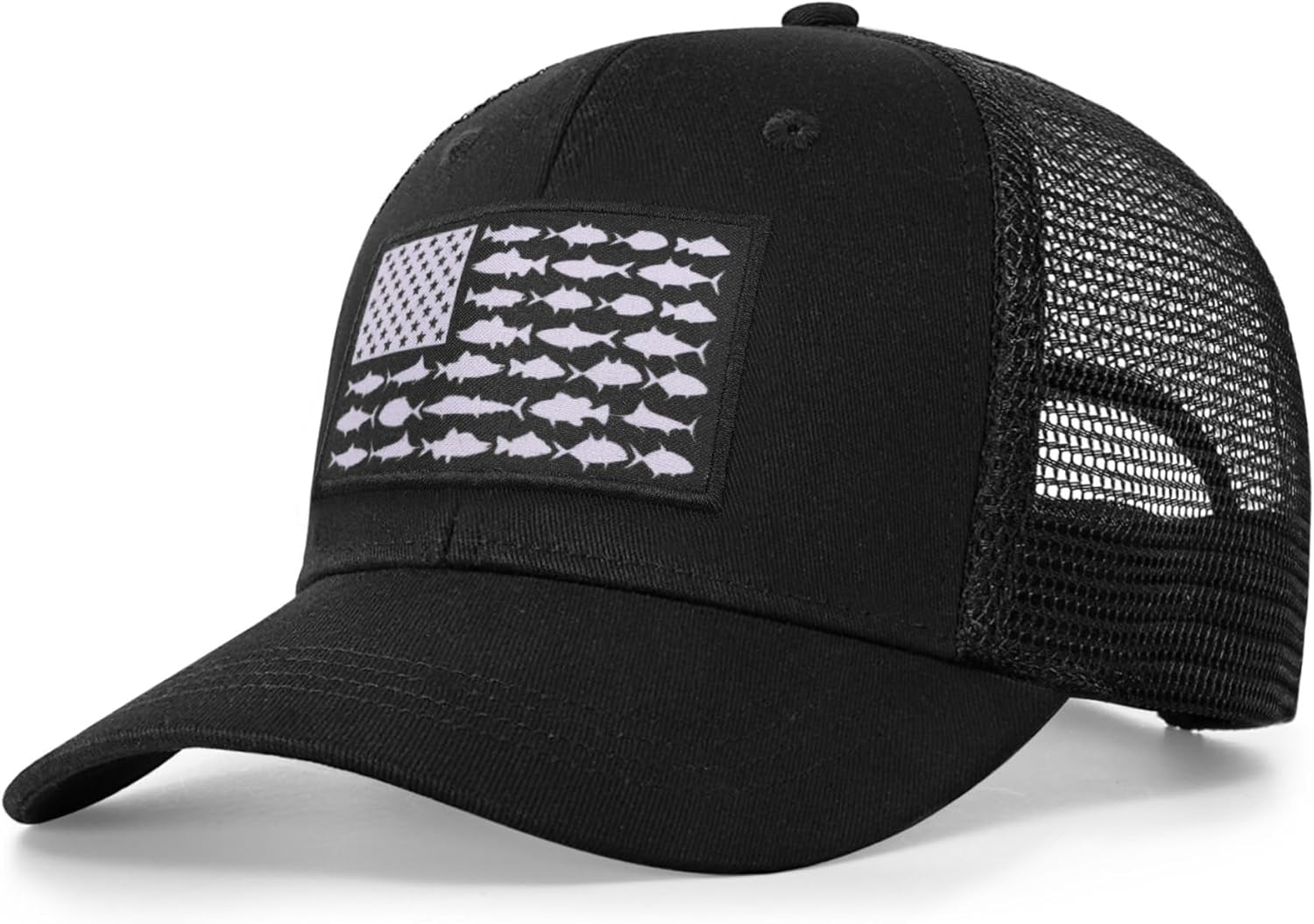 American Fish Flag Trucker Hats - Fishing Gifts for Men - Outdoor Snapback Fishing Hats Perfect for Camping and Daily Use