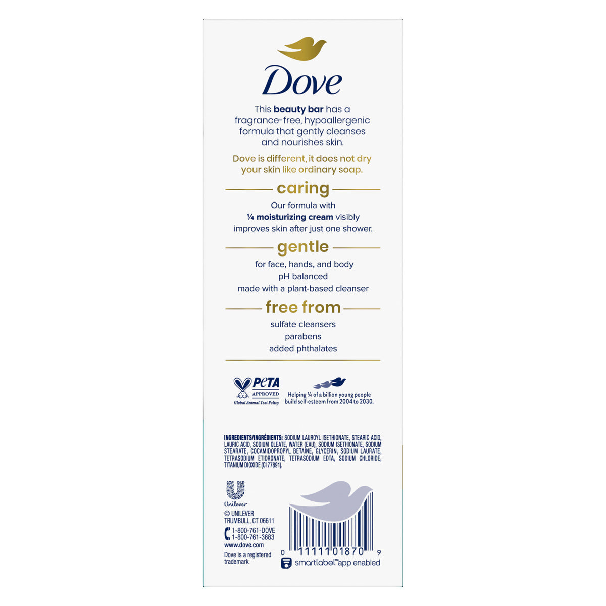Dove Moisturizing Beauty Bar Soap Sensitive Skin, 3.75 Oz, 16 Bars