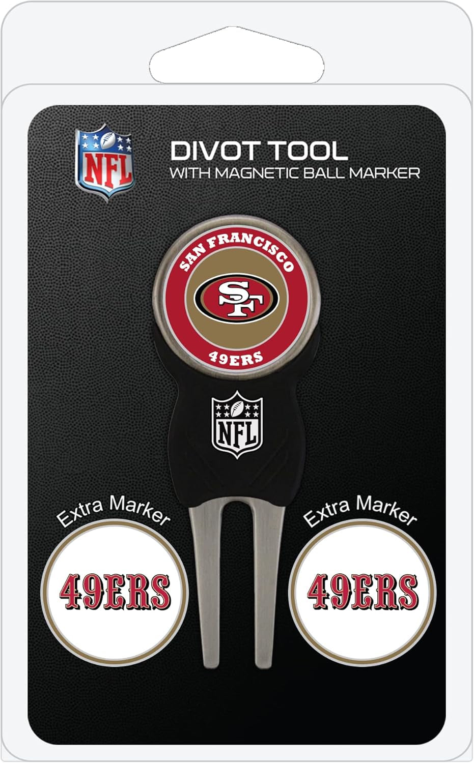 Team Golf NFL Divot Tool with 3 Golf Ball Markers Pack, Markers Are Removable Magnetic Double-Sided Enamel