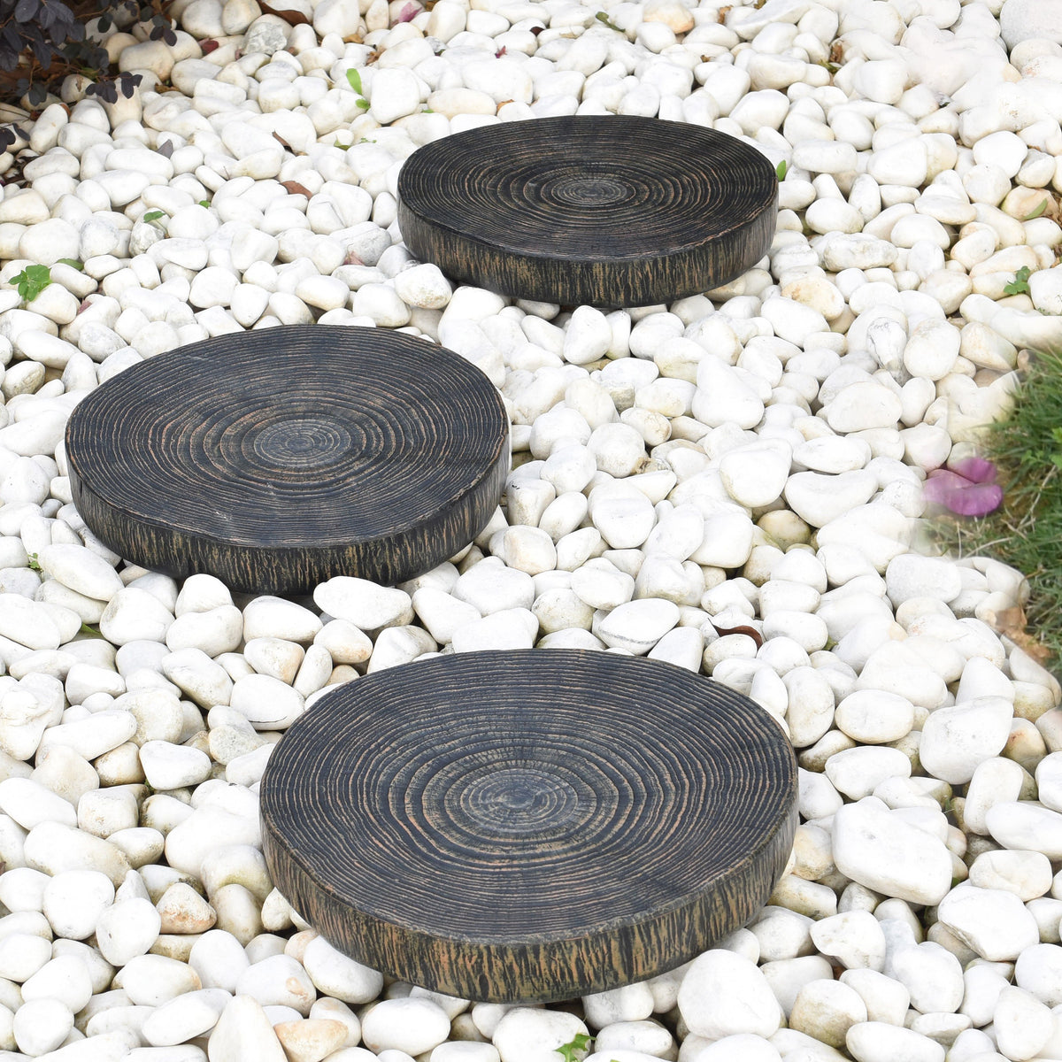 Stone Composite Stepping Stones, 3-Pack
