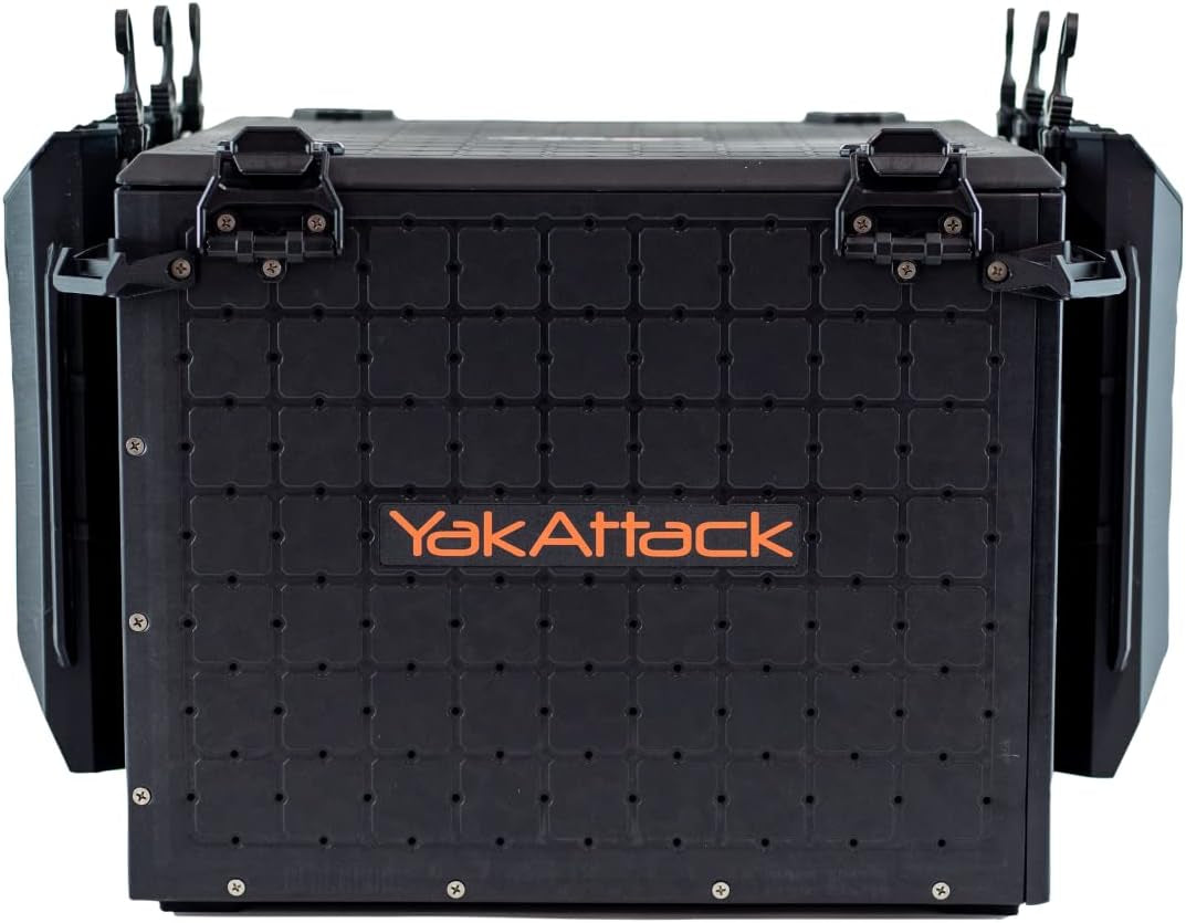 Yakattack Blackpak Pro 13" X 13" Fishing Crate with 3 Rod Holders - Battleship Grey | Compact Tackle Storage Box & Gear Organizer for Kayaks | Lightweight, Durable & Customizable Marine Accessory