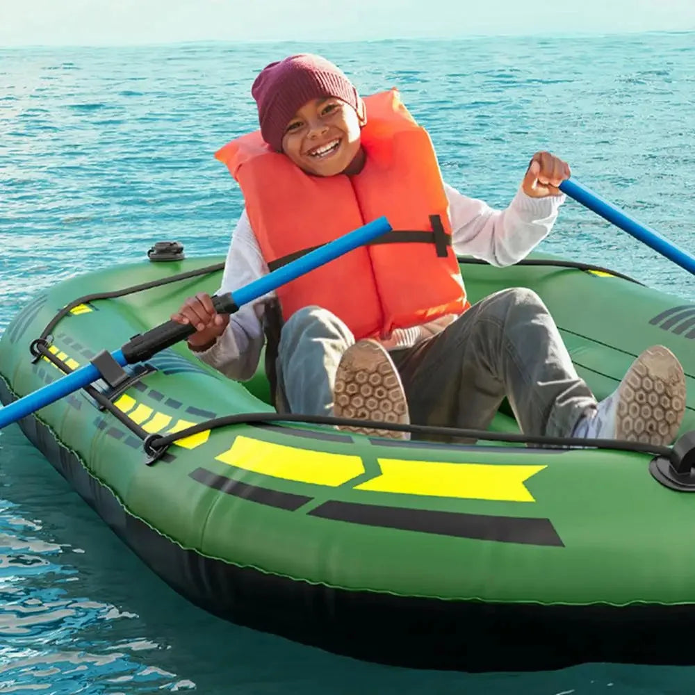 Portable Inflatable Boat Canoe Inflatable Fishing Kayak Rafting & Fishing Boats Raft with Oars Pump for Adult Outdoor Fishing, River and Lake Exploration, Sunbathing, Folding Kayak for Drifting, With