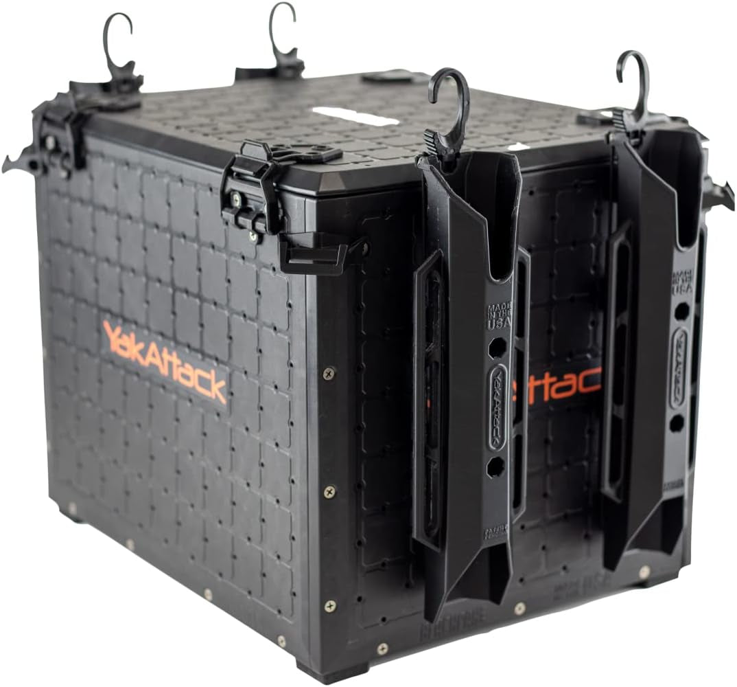 Yakattack Blackpak Pro 13" X 13" Fishing Crate with 3 Rod Holders - Battleship Grey | Compact Tackle Storage Box & Gear Organizer for Kayaks | Lightweight, Durable & Customizable Marine Accessory