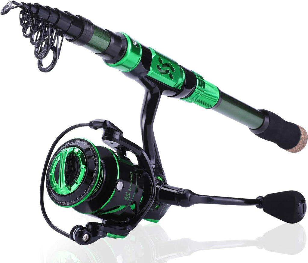 Sougayilang Fishing Rod Reel Combinations, 24 Ton Carbon Fiber, Portable Telescopic Fishing Rod Spinning Reels for Travel Saltwater Freshwater Fishing Gifts for People