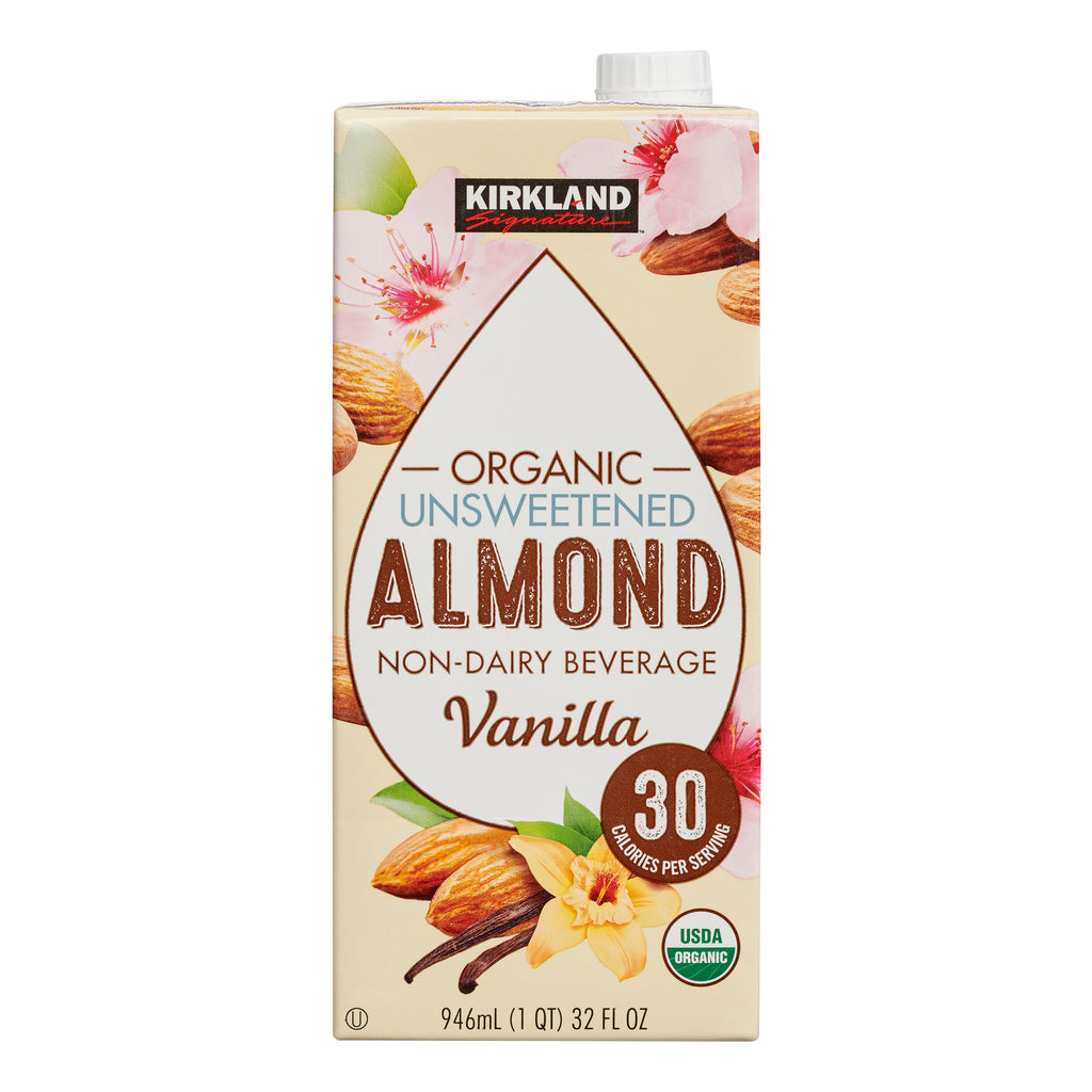 Kirkland Signature, Organic Almond Beverage, Vanilla, 32 Fl Oz, 6-Count