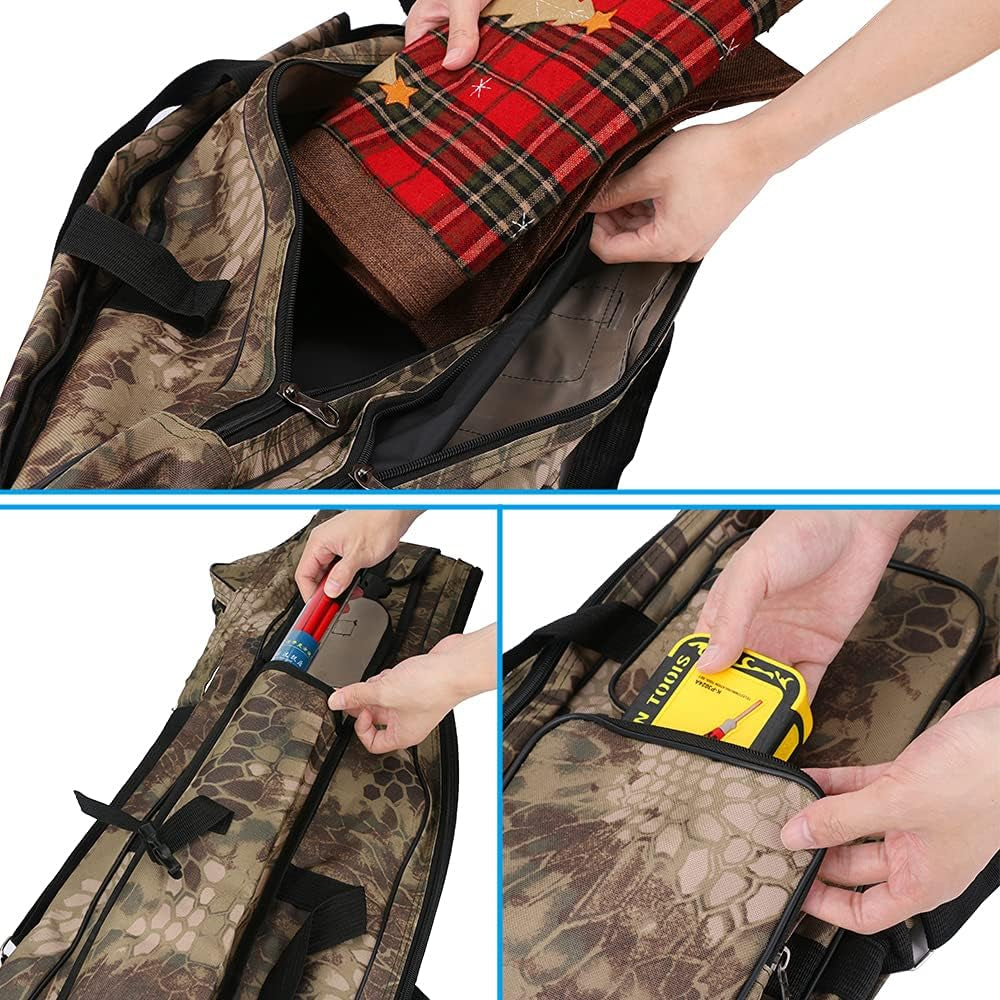 Jhua Fishing Rod Case, Fishing Pole Bag Case, Waterproof Fishing Rod Reel Bag Organizer Fishing Travel Bag, Oxford Large Capacity Fishing Tackle Storage Bag, Gift for Family Friends (Khaki Camouflage)