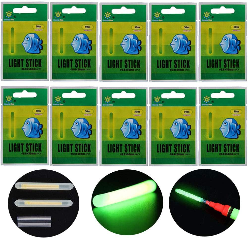 Qualyqualy Fishing Glow Sticks for Bobbers 1" 1.5" 2" 3" Fishing Bobber Lights, Fishing Rod Bell Alarm Lights, Bobber Glow Sticks Bulk Kit 10-250Pcs