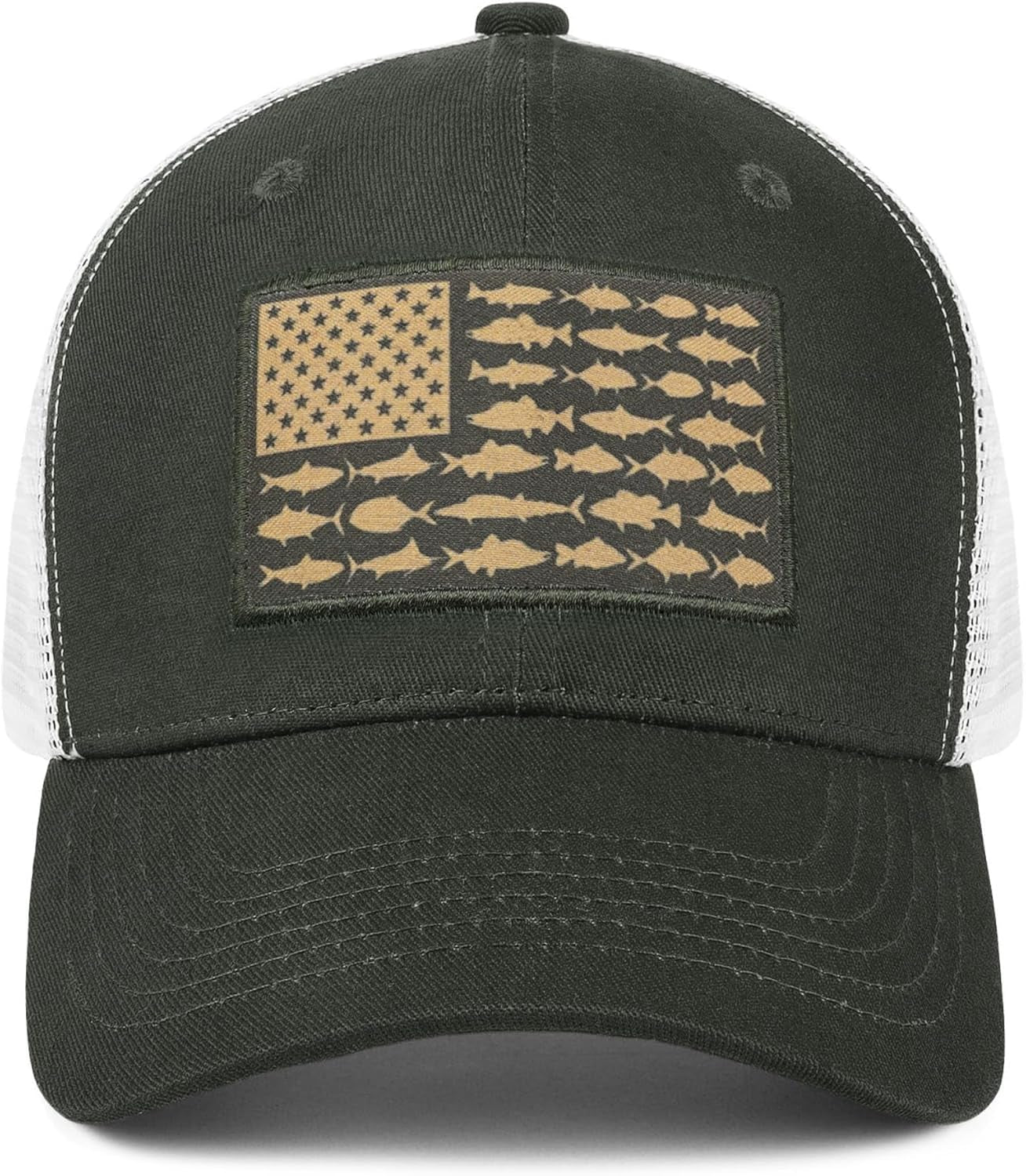 American Fish Flag Trucker Hats - Fishing Gifts for Men - Outdoor Snapback Fishing Hats Perfect for Camping and Daily Use