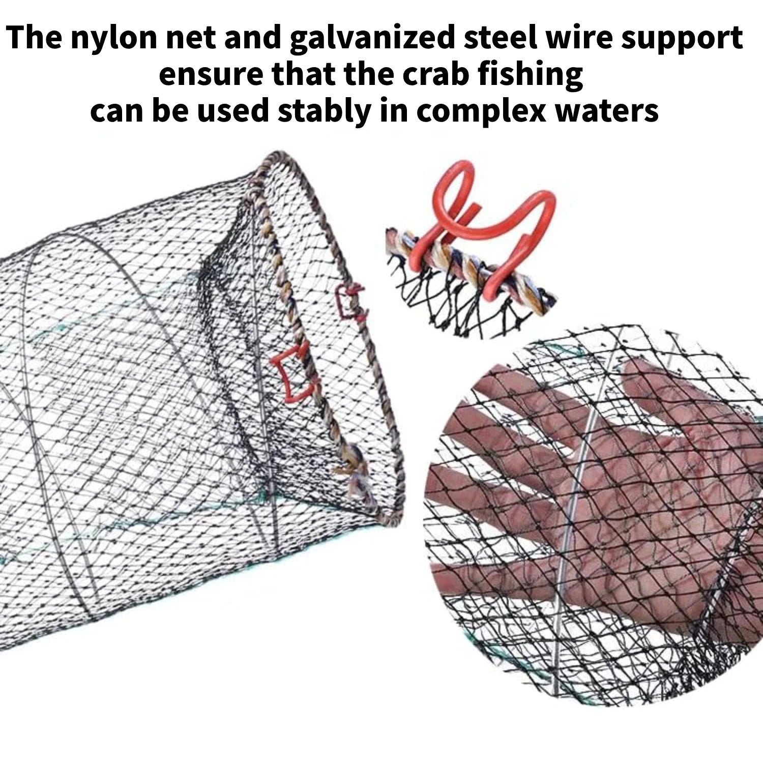 2 Pack Fishing Bait Trap,11.81 X 23.6 in Crawfish Trap,Black Foldable Fishing Net Trap,Double Opening Design Fish Trap for Crab Shrimp and Fish Trap Accessories