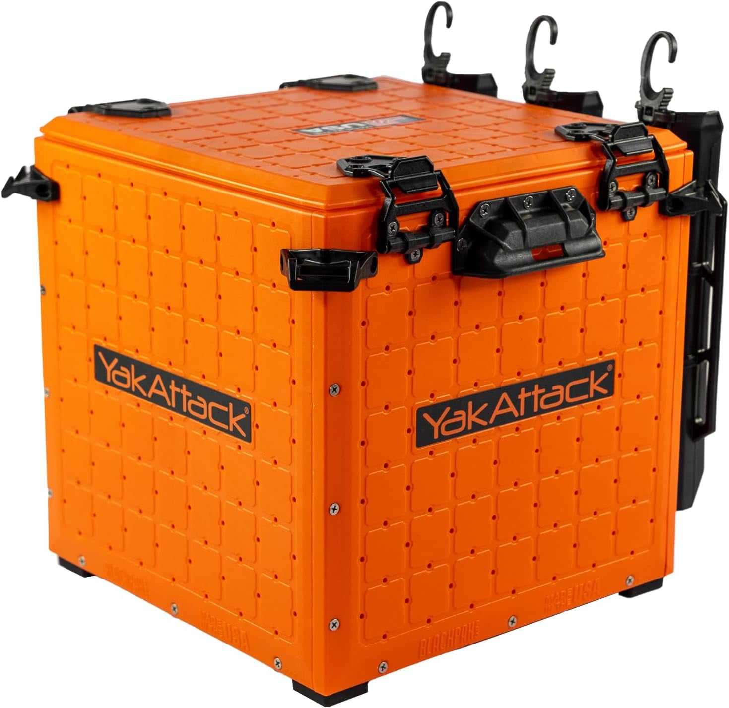 Yakattack Blackpak Pro 13" X 13" Fishing Crate with 3 Rod Holders - Battleship Grey | Compact Tackle Storage Box & Gear Organizer for Kayaks | Lightweight, Durable & Customizable Marine Accessory