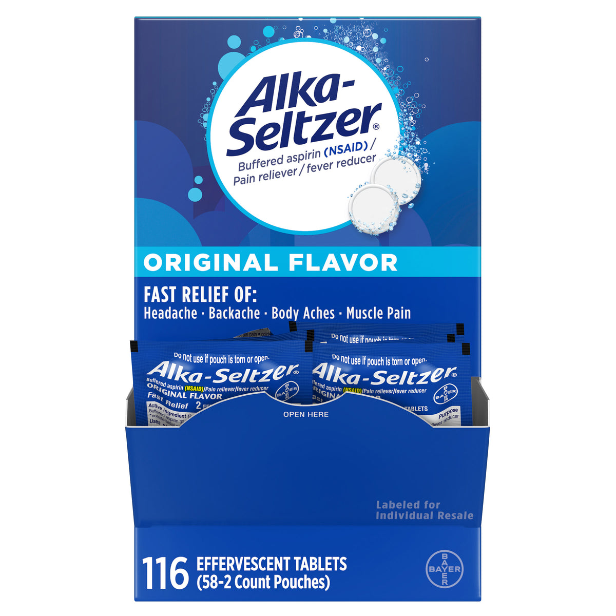 Alka-Seltzer Original, 2 Effervescent Tablets, 58 Pouches