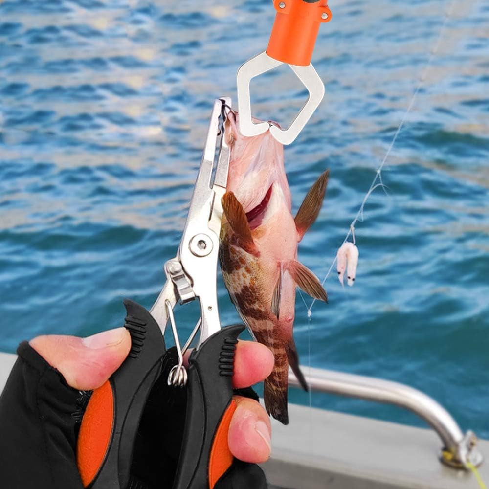 Mouhike Fishing Tool Kit Fishing Pliers, Fish Lip Gripper, Fishing Hook Remover, Handheld Digital Fishing Scale, Ice Fly Fish Pliers Fishing Gear Accessories Fishermen Gift (Battery Not Included)