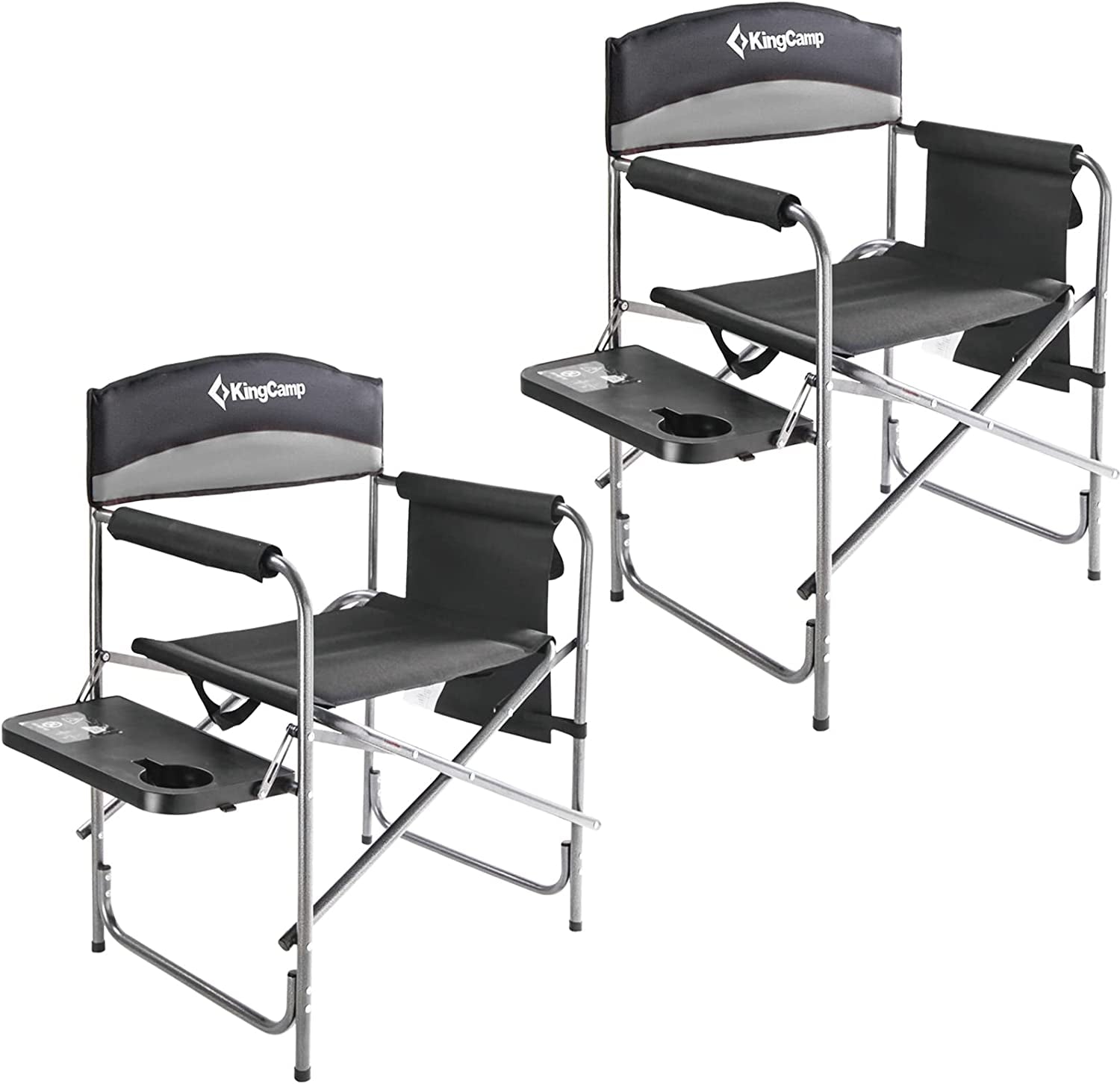 Kingcamp Heavy Duty Camping Director Chair, Folding with Side Table & Storage, Red