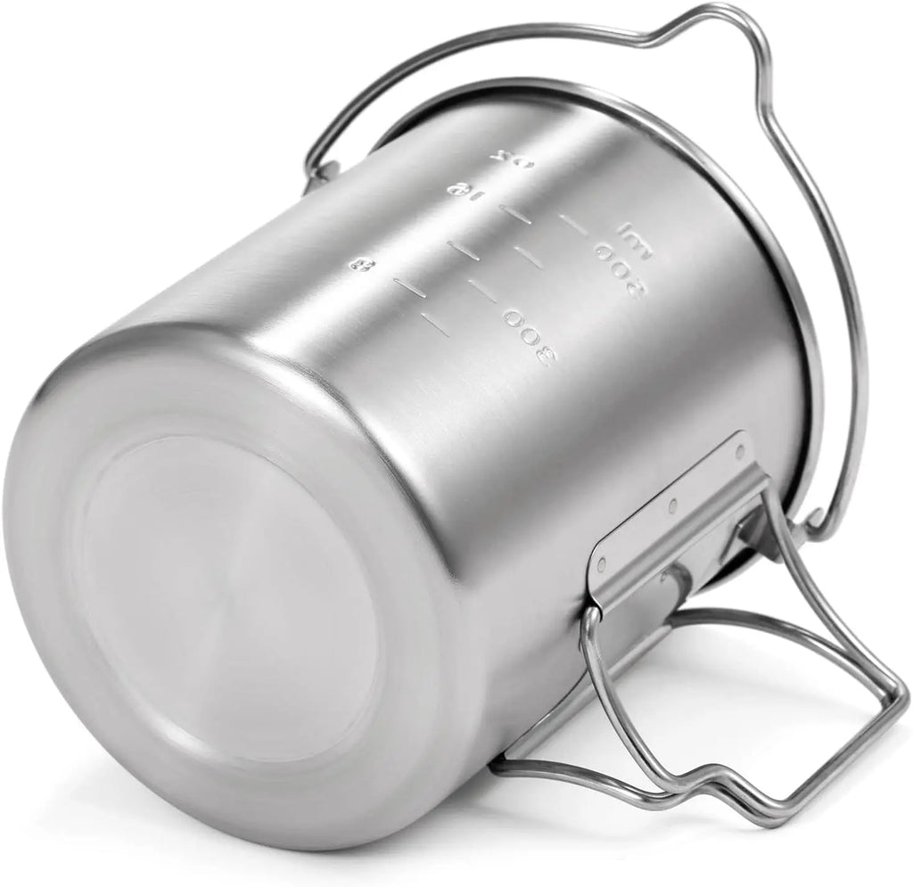 LIXADA Camping Cup Pot,750Ml Stainless Steel Water Cup Mug with Foldable Handles and Lid for Outdoor Camping Hiking Backpacking