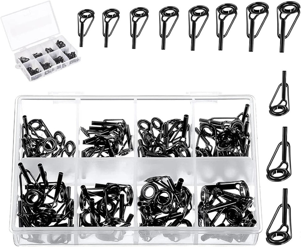 50 Pieces Fishing Rod Tip Repair Kit Tips Replacement 50 Pcs, Black