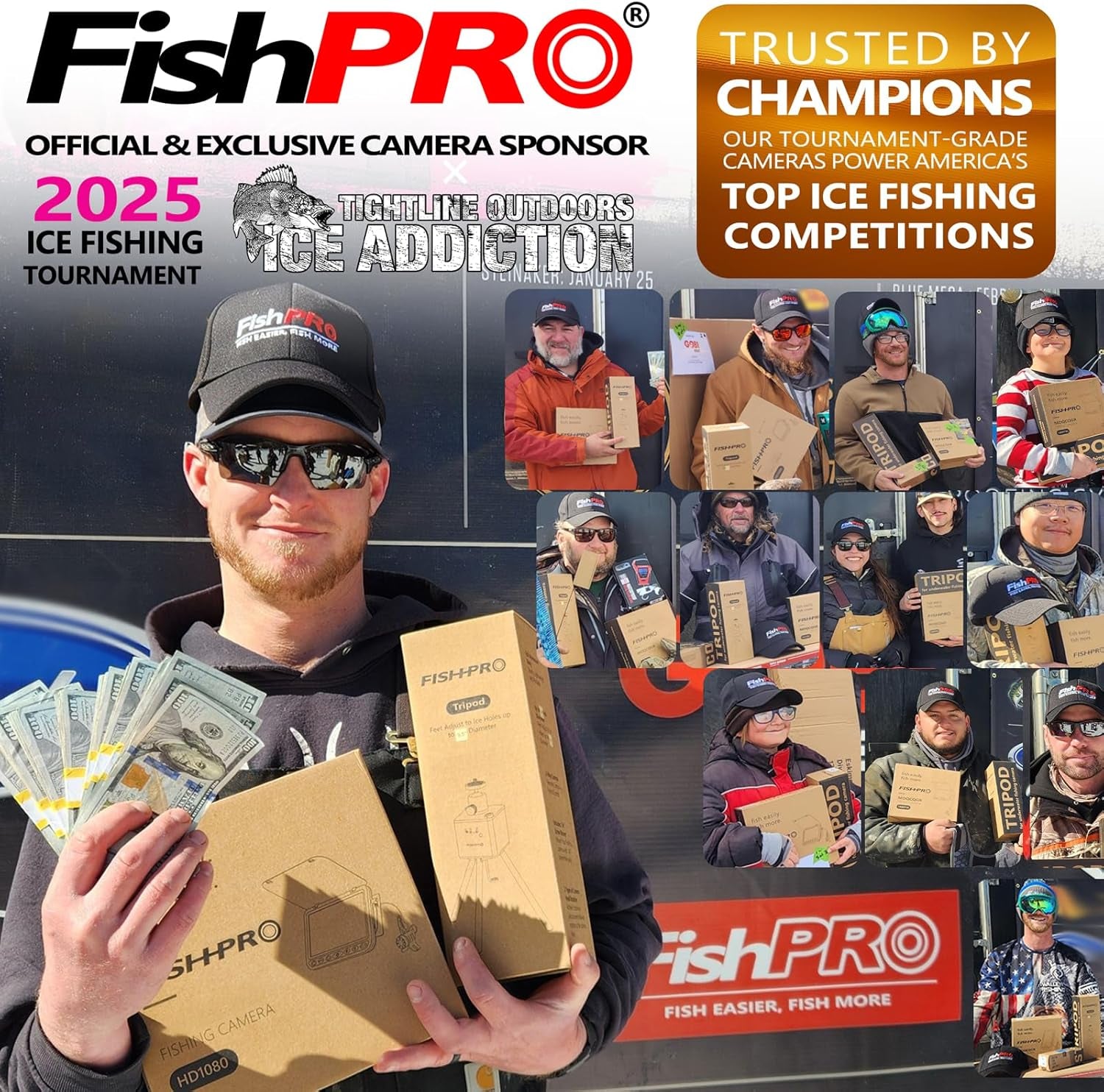 [Fishpro® 2026 Upgrade] 4.5'' True HD 1080P Underwater Fishing Camera (Plug & Play) - Ice Fishing Camera Underwater W/ 5,000Mah, USB-C, IR+LED, Fish Finder for Ice/Lake/Kayak, 20M/66Ft