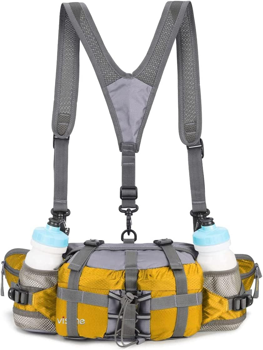 VISCNE Outdoor Fanny Pack Hiking Fishing Waist Bag 2 Water Bottle Holder Lumbar Pack