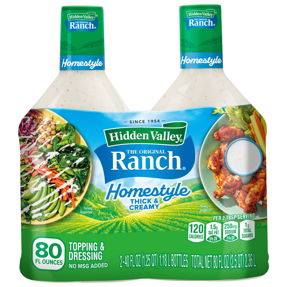 Hidden Valley Original Ranch Homestyle Dressing, 40 Fl Oz, 2-Count