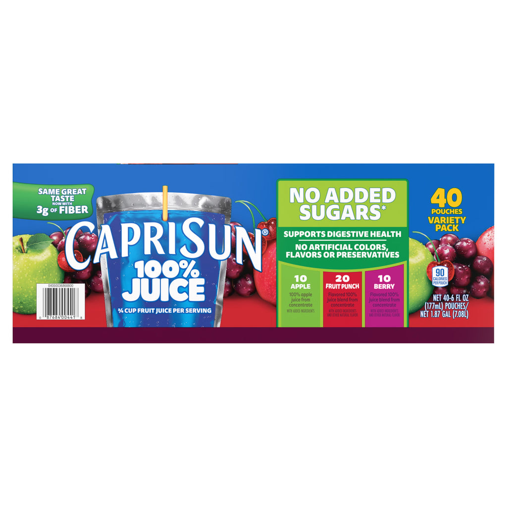 Capri Sun, 100% Juice, Variety Pack, 6 Fl Oz, 40-Count