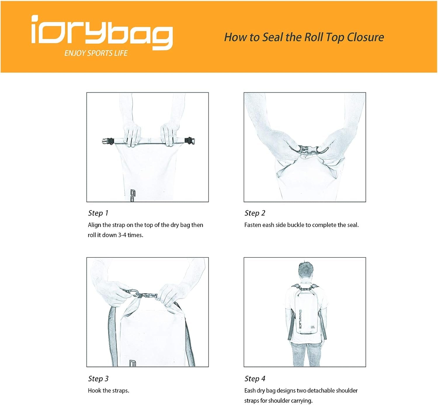 IDRYBAG Dry Bags for Kayaking Waterproof 2L/5L/10L/15L/20L, Small Dry Bag Waterproof Floating, Dry Sack Waterproof Bag for Paddleboarding Travel