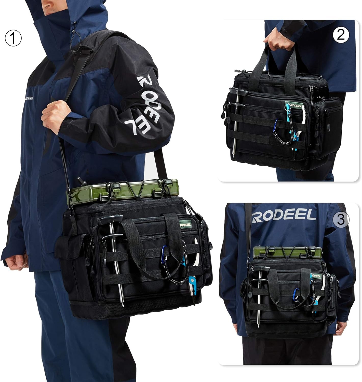 Rodeel Fishing Tackle Bags - Saltwater or Freshwater Fishing Bags with 4 Trays