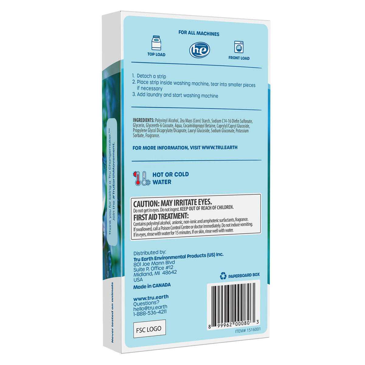 Tru Earth Eco-Strips Laundry Detergent Strips, Fresh Linen, 232 Loads, 116 Strips