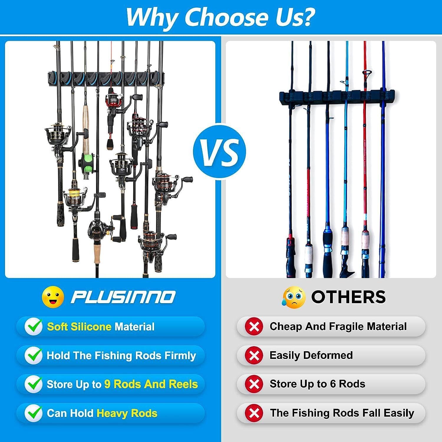 Vertical Fishing Rod Holder 9 Rods Fishing Pole Holder Wall Mounted Fishing Rack