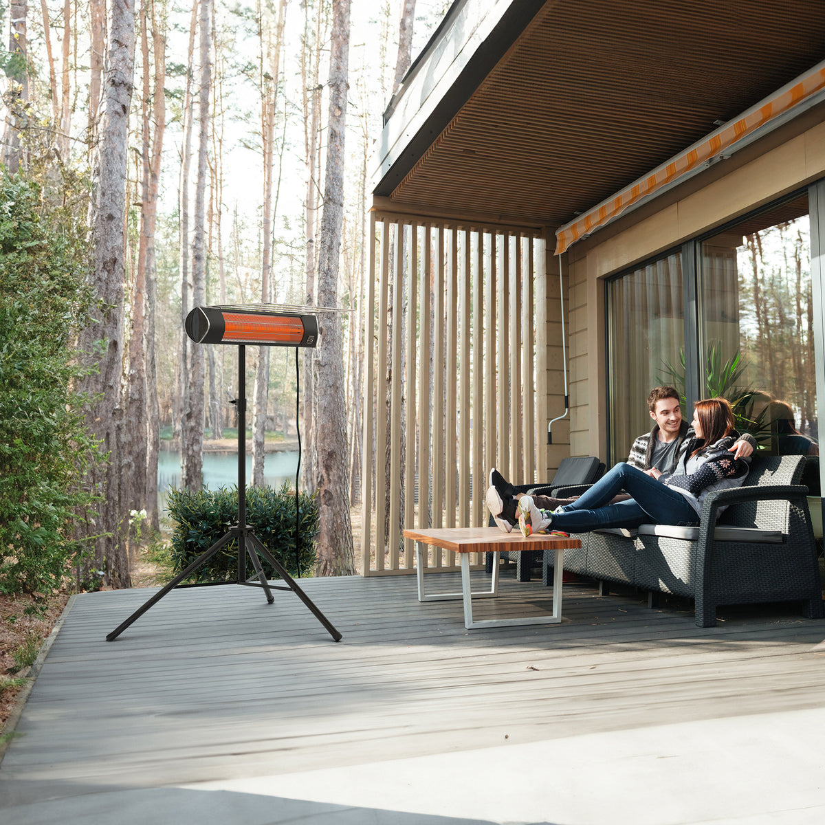 Kenmore Infrared Electric 1500W Carbon Portable Patio Heater with Tripod and Remote